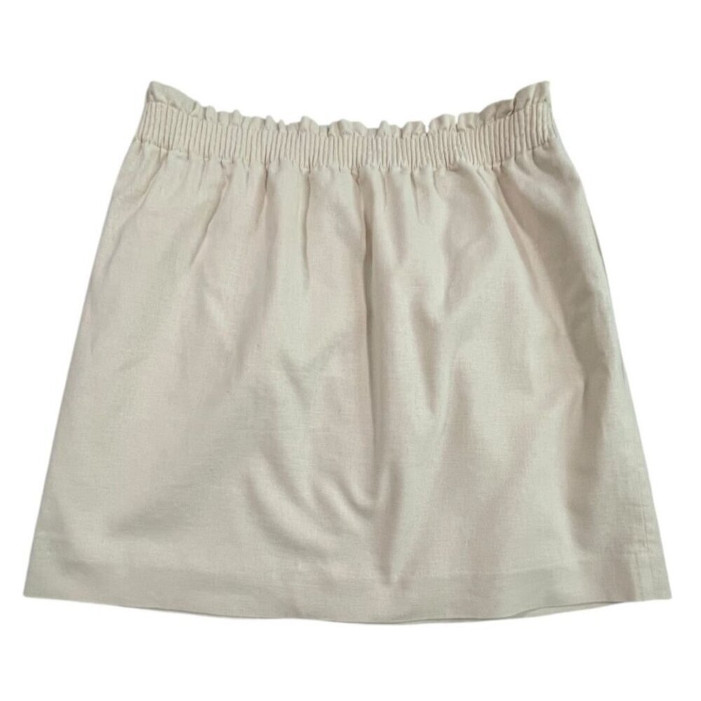 J. Crew Women's Dusty Ivory Linen/Cotton Lined A-Line City Skirt SIZE-14 - Picture 3 of 5